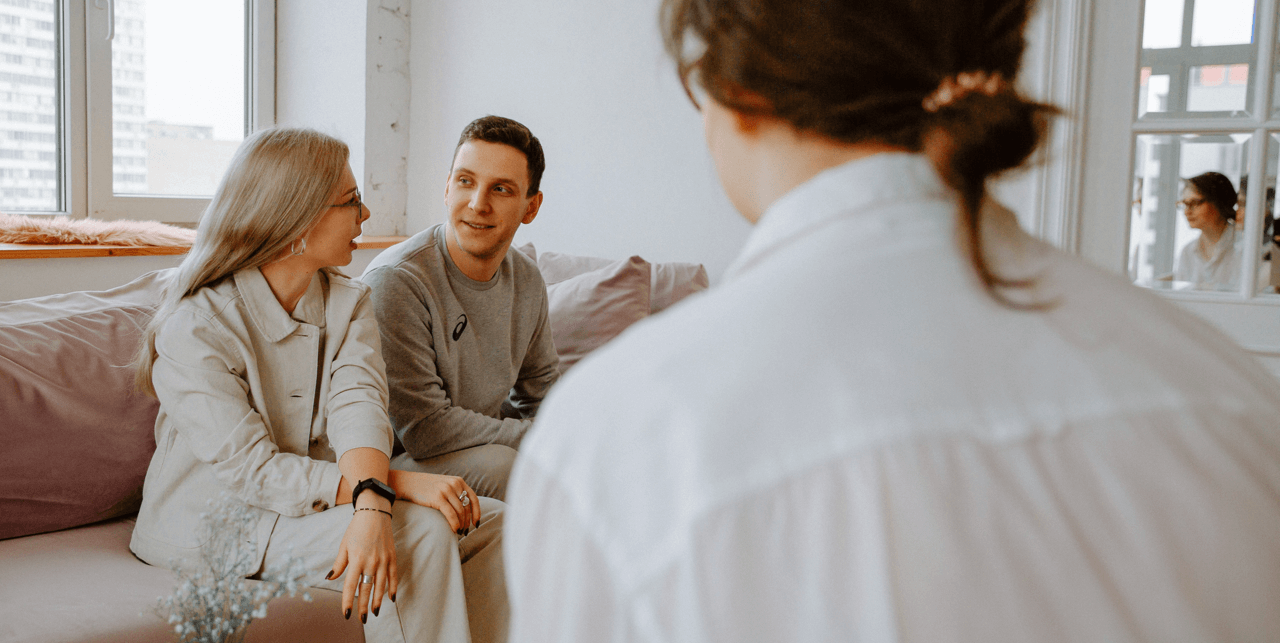 Family receiving guidance from a Medical Social Worker